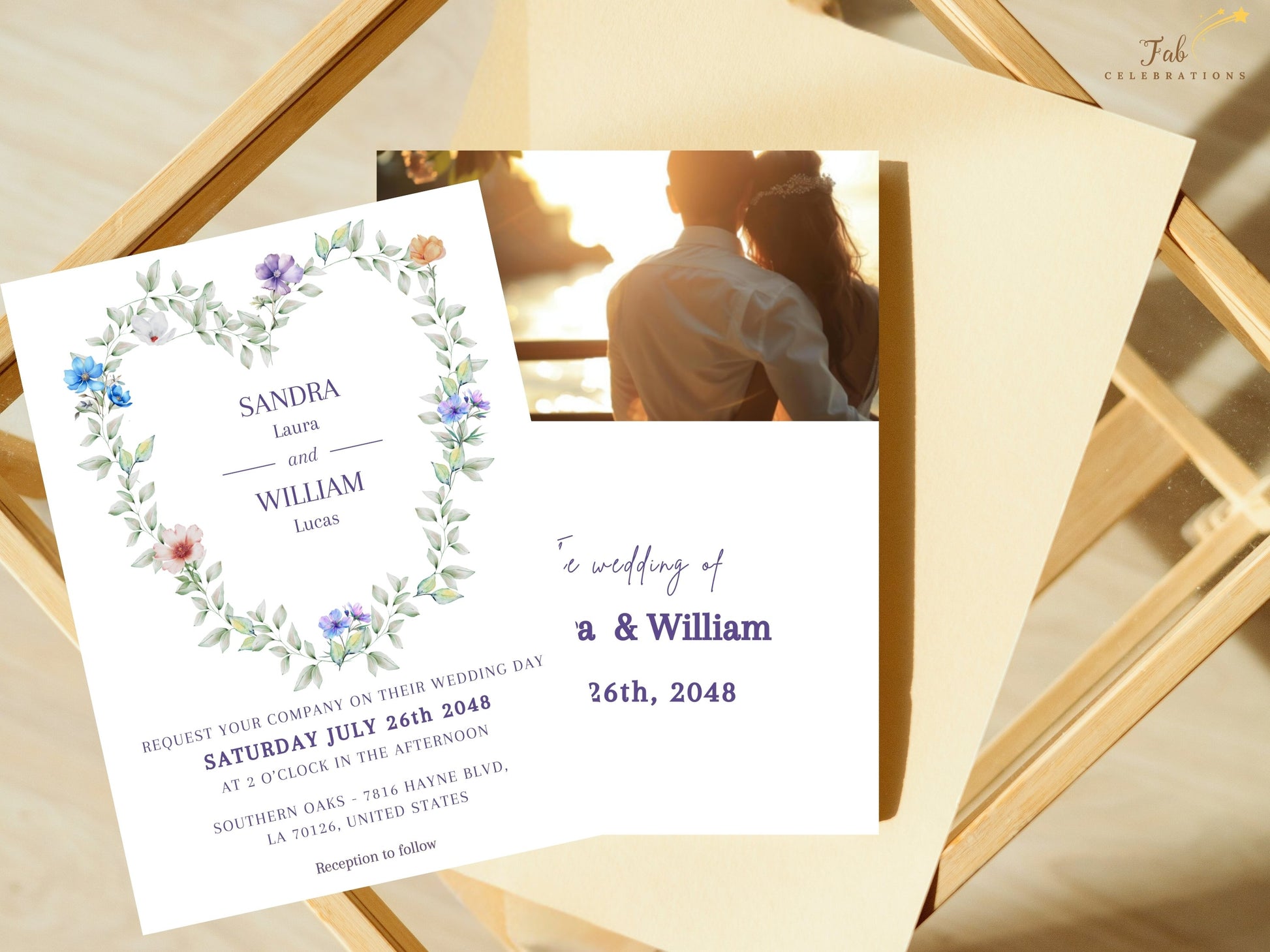 Complete Romantic Heart Wedding Suite showcasing matching invitation, RSVP, and details card templates designed for elegant floral wedding stationery