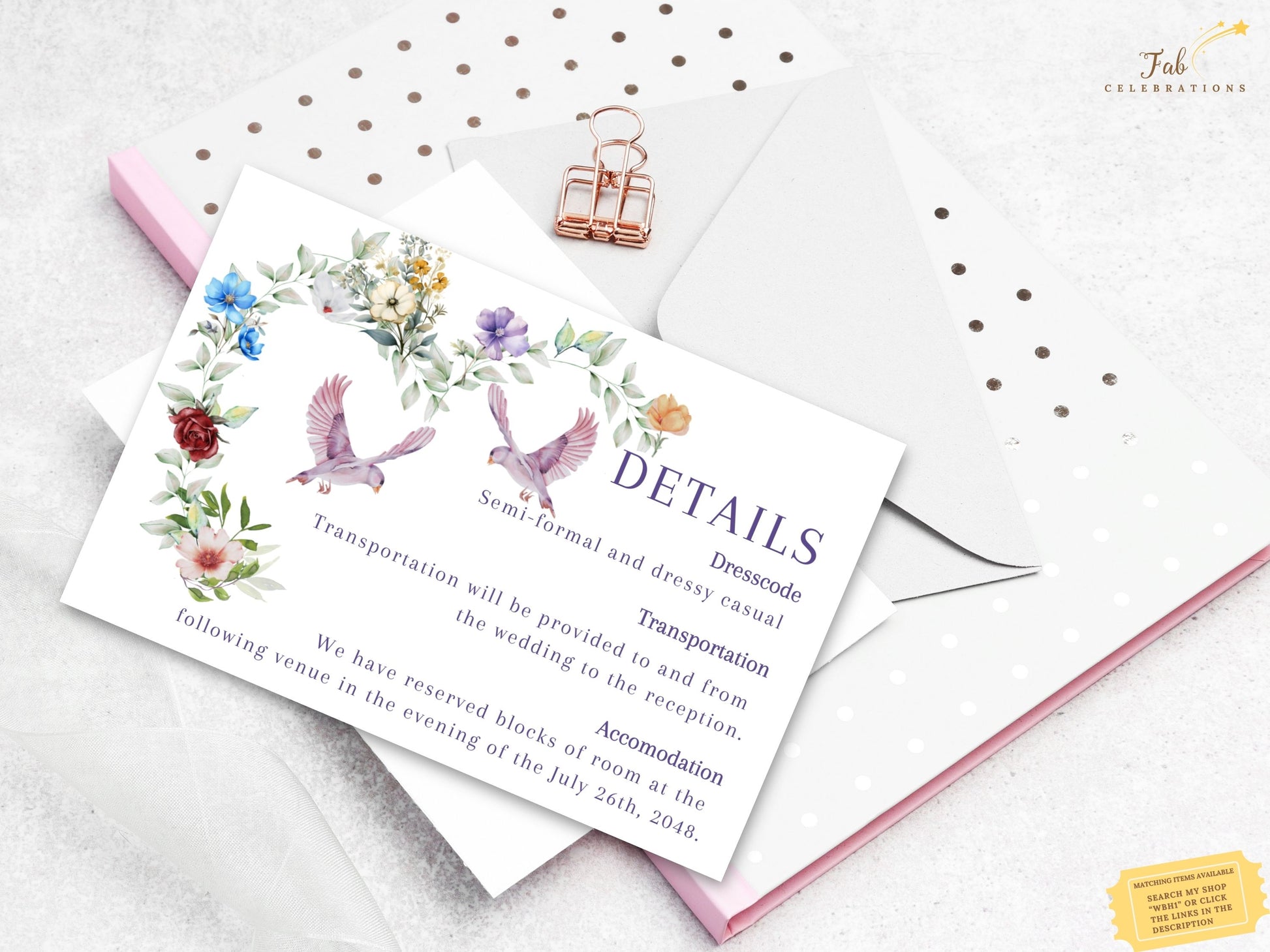Rustic watercolor wedding card Canva editable template showing customizable text, fonts and colors, perfect for DIY brides seeking rustic bohemian wedding stationery.