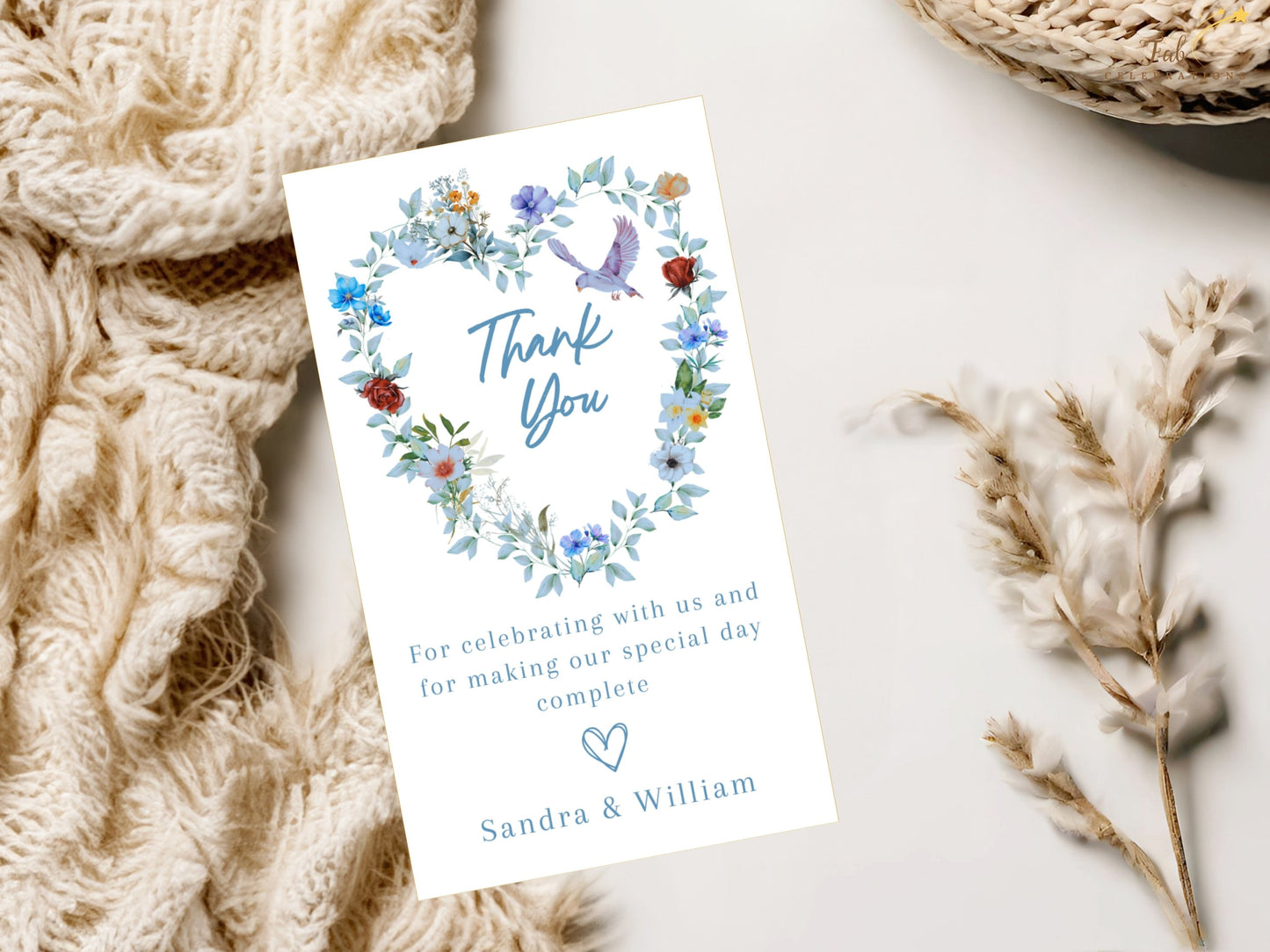 Dusty Blue Wedding Invitation Set with customizable Canva layouts, graceful dove illustrations and romantic floral elements ready for instant download and printing.