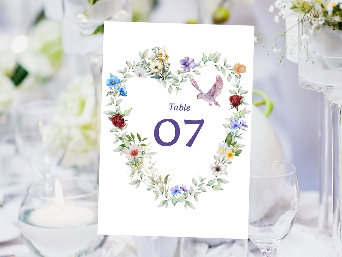 Watercolor Wedding Invitations — Floral Heart Canva Suite